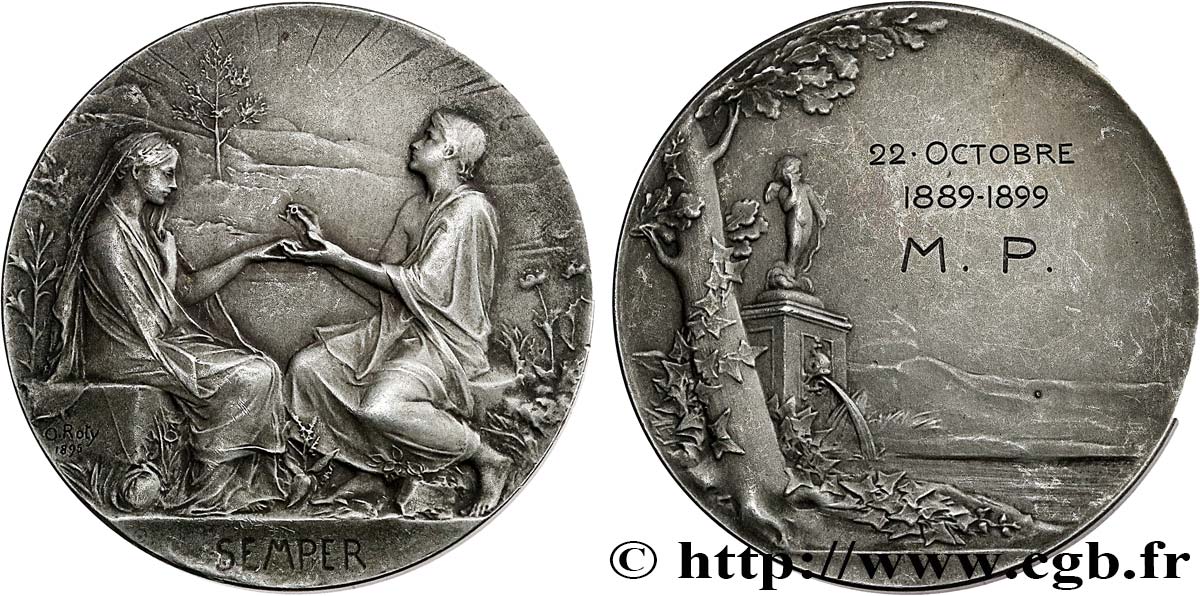 AMOUR ET MARIAGE Médaille, Semper, Noces d’étain TTB+