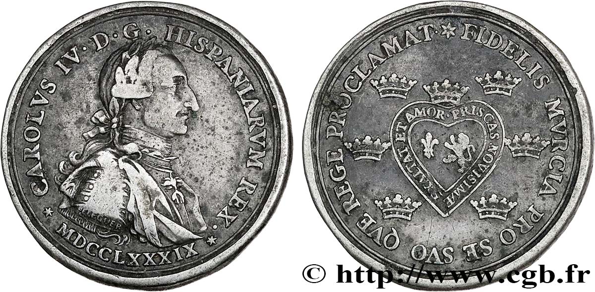 ESPAGNE - ROYAUME D ESPAGNE - CHARLES IV Médaillette, Proclamation TB+