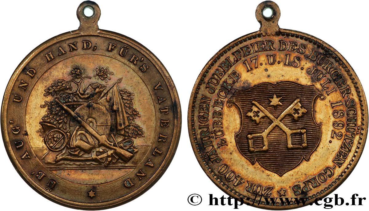 TIR ET ARQUEBUSE Médaille, 400 ans des Bürger-schützen-Corps XF