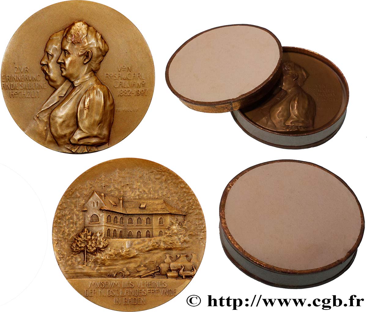 AUSTRIA Médaille, Noces d’argent de Rosa et Charles Calliano EBC