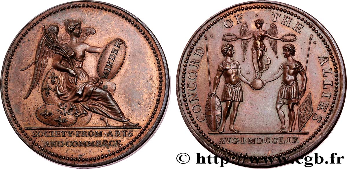 GRAN BRETAÑA - JORGE II Médaille, Bataille de Minden EBC