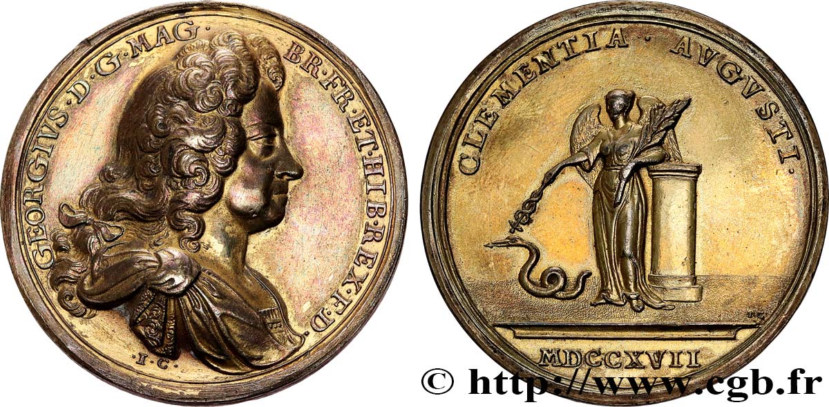 GRANDE-BRETAGNE - GEORGES II Médaille, Actes de grâce et pardon TTB+