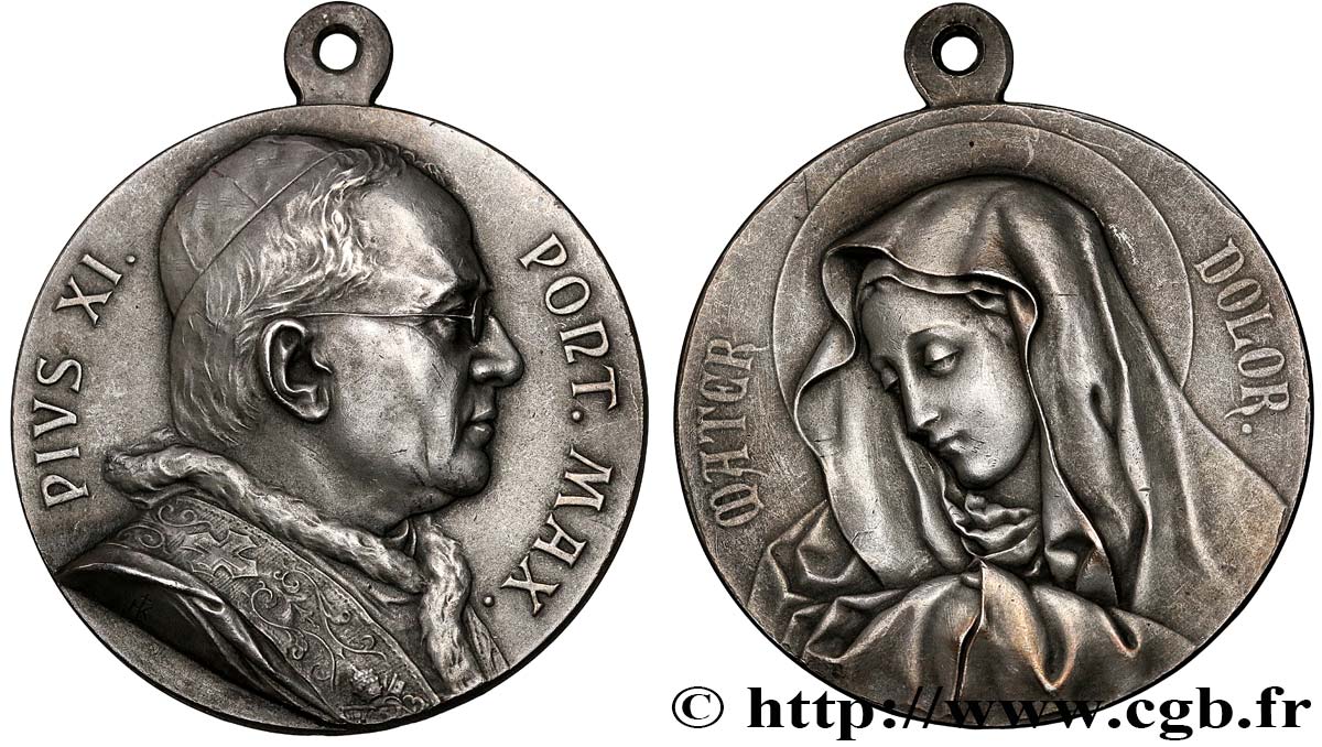 VATIKAN - PIE XI. (Achille Ratti) Médaille, Mère de douleur VZ