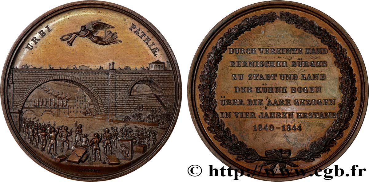 SUIZA - CANTÓN DE BERNA Médaille, Construction du pont de Nydegg sur l’Aar EBC