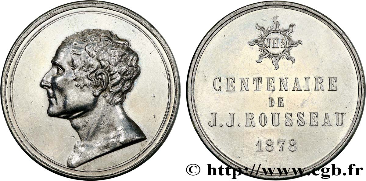 SUISSE Médaille, Centenaire de Jean-Jacques Rousseau AU