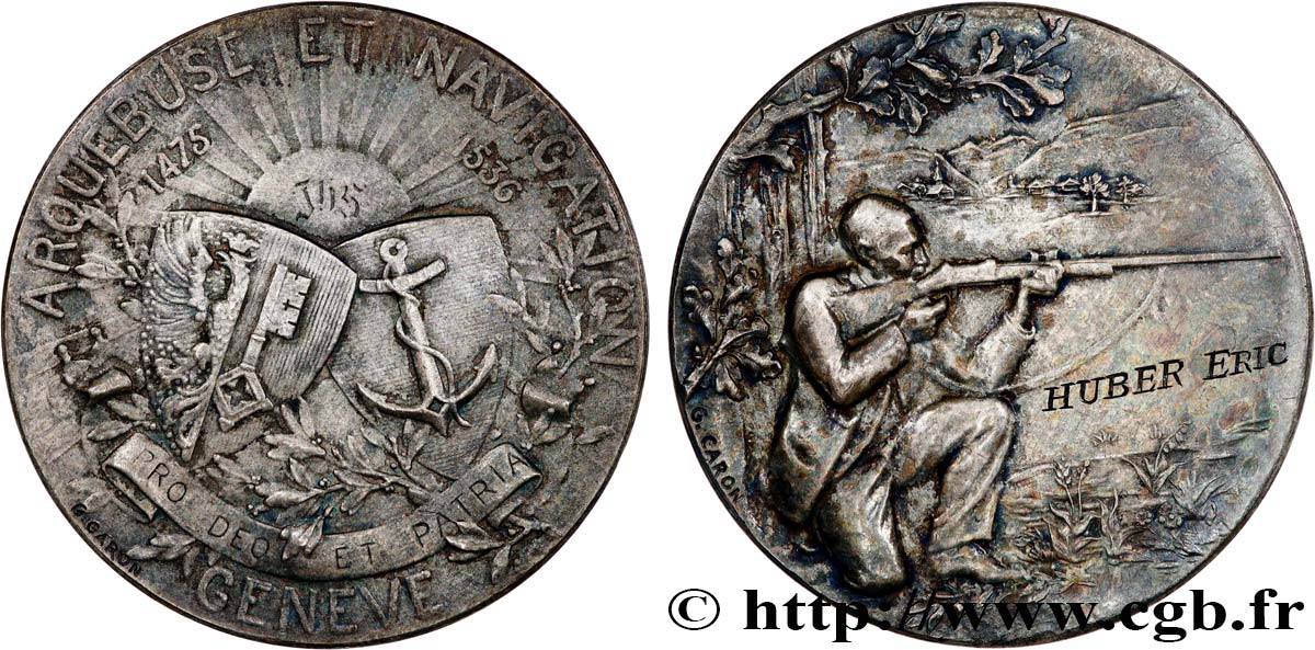 SUISSE Médaille, Arquebuse et navigation AU