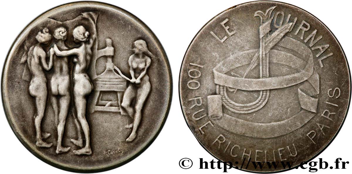 III REPUBLIC Médaille, Le journal par Carabin XF