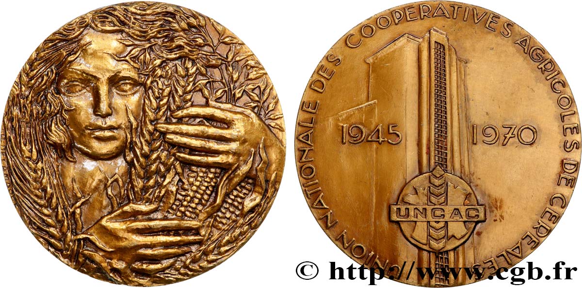 COOPERATIVES Médaille, Union Nationale des coopératives agricoles de céréales AU/AU