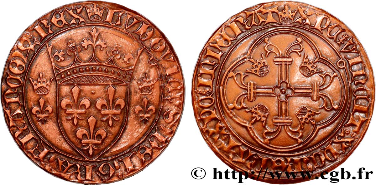 LOUIS XI LE PRUDENT Médaille, Reproduction d’un Écu d or à la couronne ou écu neuf, n°195 SUP