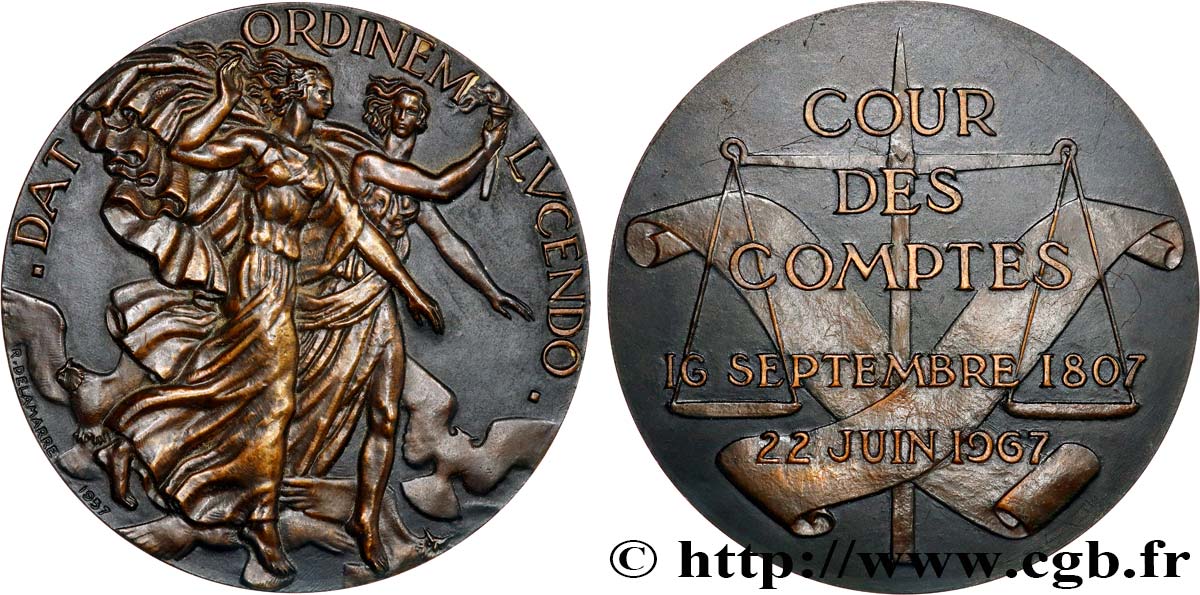 QUINTA REPUBLICA FRANCESA Médaille, 160 ans de la cour des comptes EBC