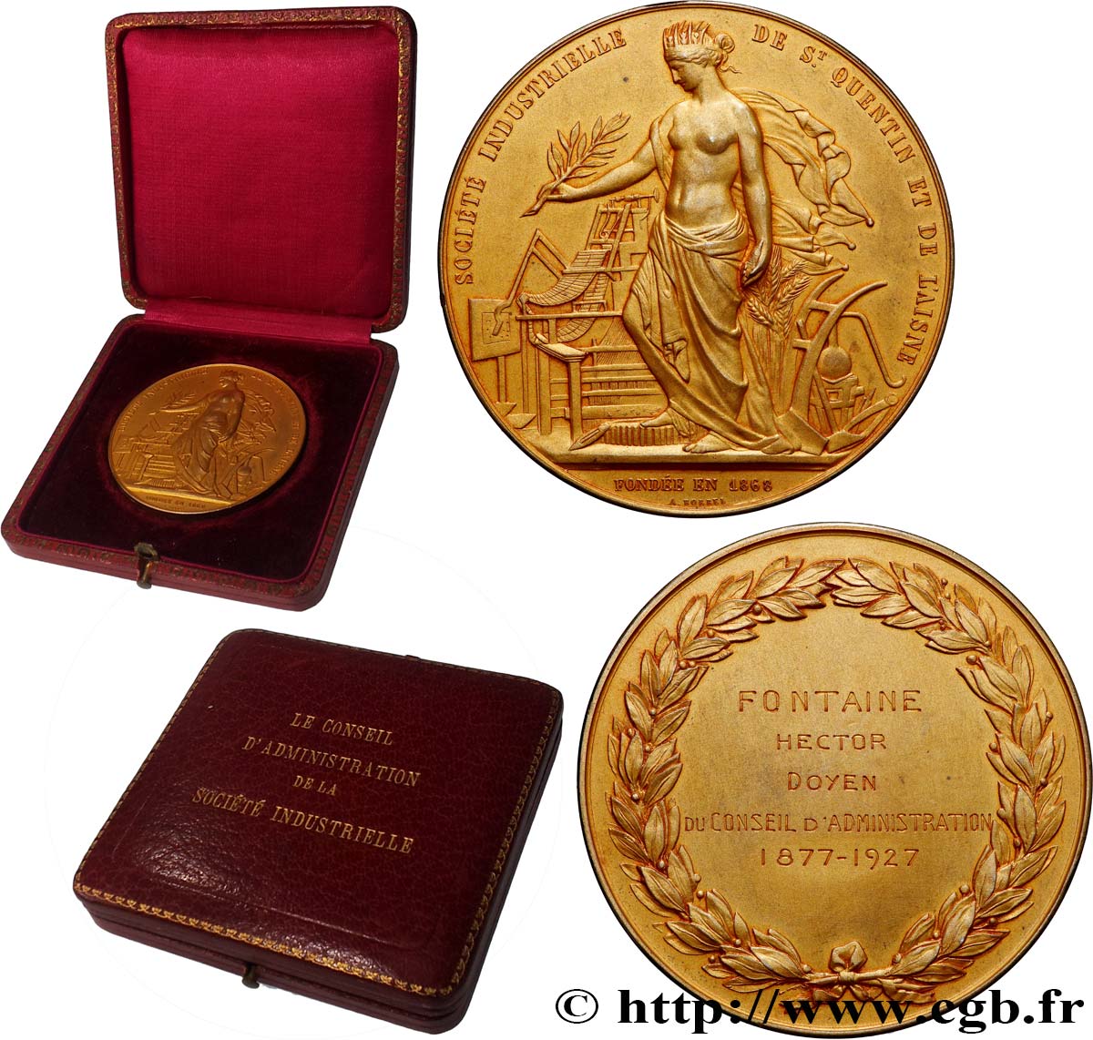 III REPUBLIC Médaille, Société industrielle de St Quentin et de l’Aisne, Conseil d’administration AU