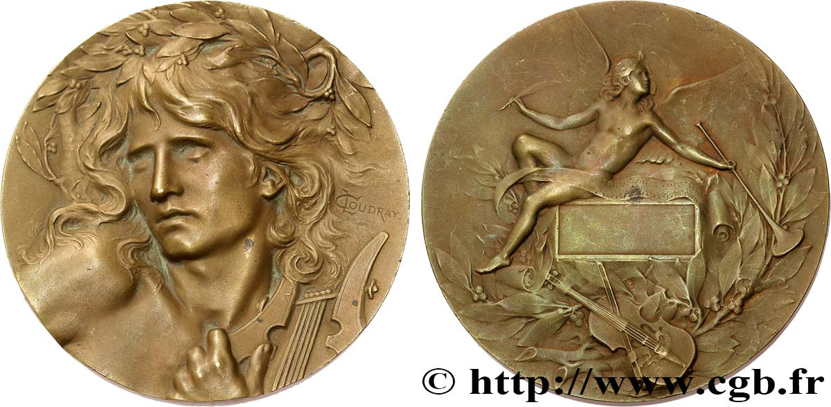 III REPUBLIC Médaille Orphée - Joueur de lyre XF