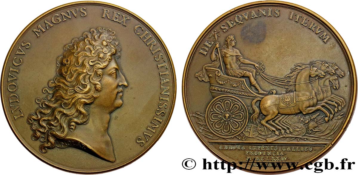 LOUIS XIV  THE SUN KING  Médaille, Seconde conquête de la Franche-Comté, refrappe XF