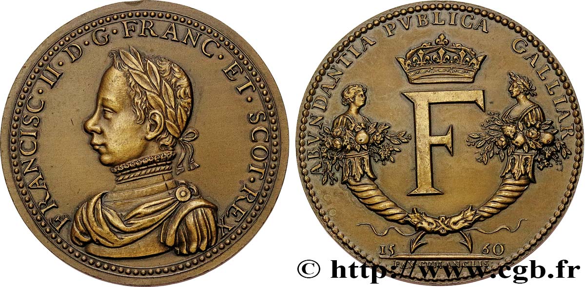 FRANCIS II Médaille, Traité d’Édimbourg, refrappe AU