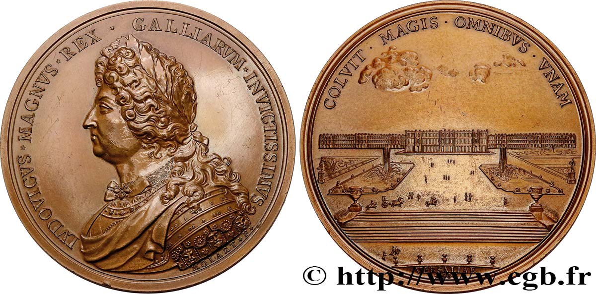 LOUIS XIV  THE SUN KING  Médaille, Château de Versailles, refrappe AU