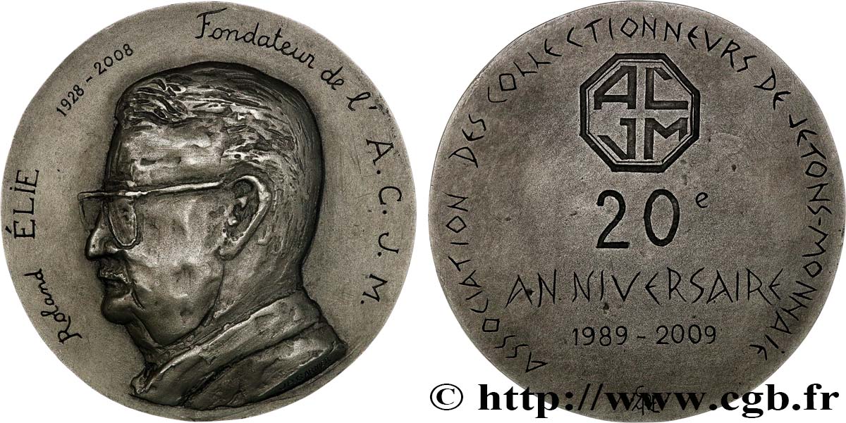 CINQUIÈME RÉPUBLIQUE Médaille, Roland Elie, Association des collectionneurs de jetons-monnaies SUP