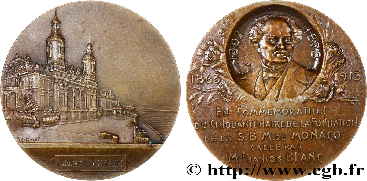 MONACO - PRINCIPAUTÉ DE MONACO - CHARLES III Médaille, Commémoration du cinquantenaire de la fondation de la S. B. M. de Monaco fVZ