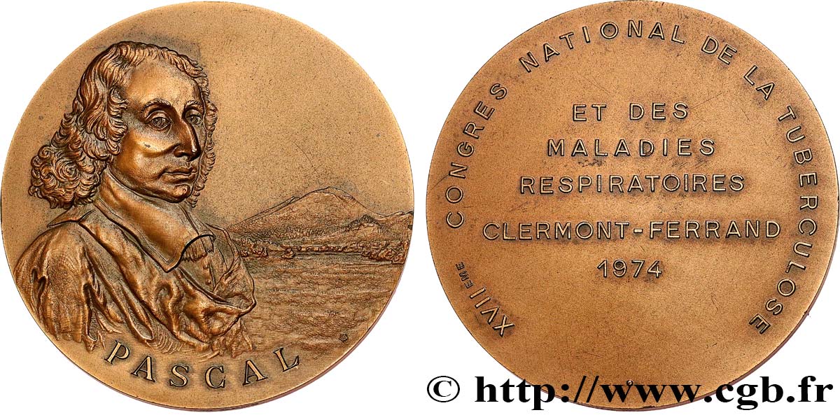 QUINTA REPUBLICA FRANCESA Médaille, Blaise Pascal, XVIIe congrès national de la tuberculose EBC