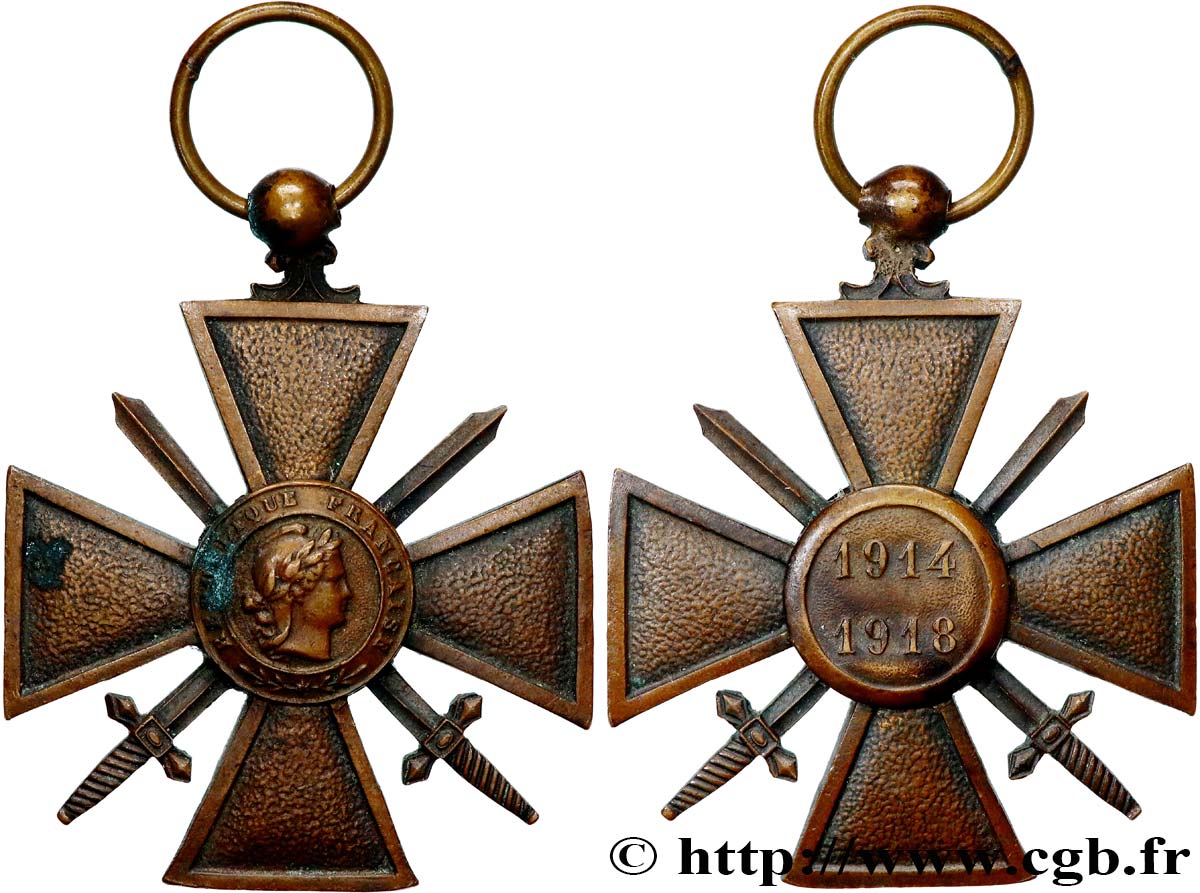 TROISIÈME RÉPUBLIQUE Croix de guerre, 1914-1918 TB+