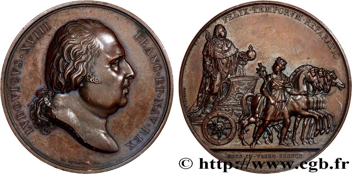 LOUIS XVIII Médaille, Seconde entrée de Louis XVIII à Paris TTB+