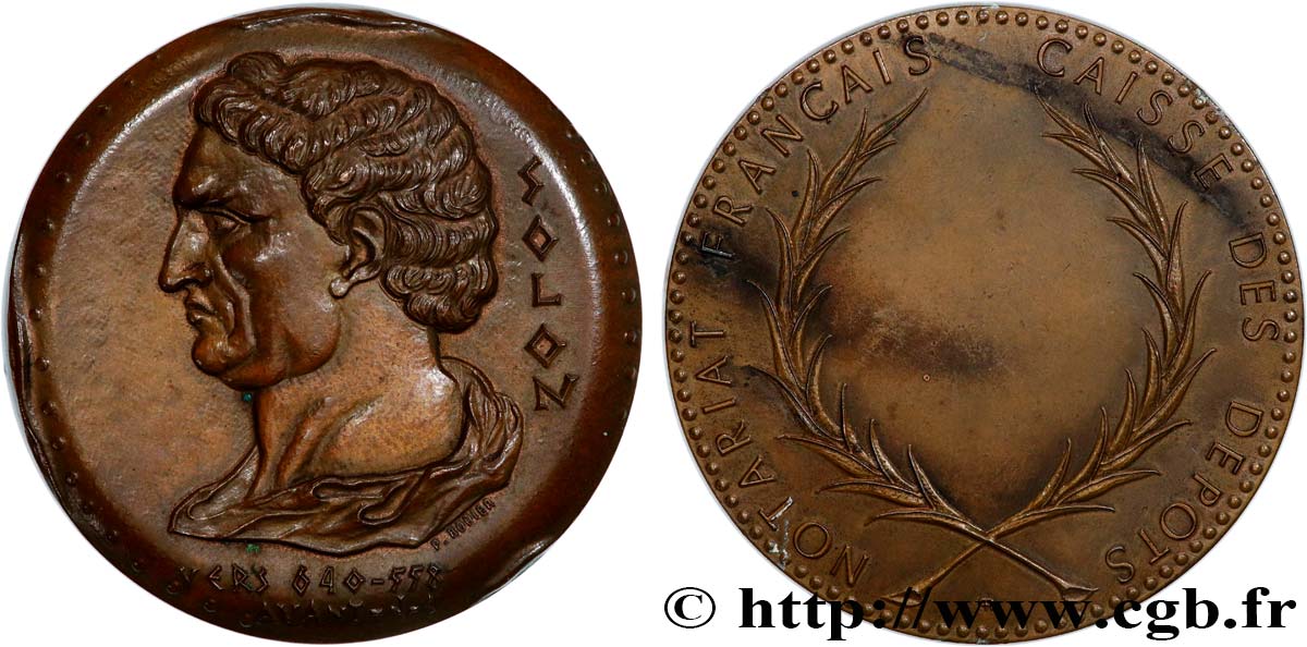 NOTAIRES DU XIXe SIECLE Médaille, Solon, Notariat français AU/AU