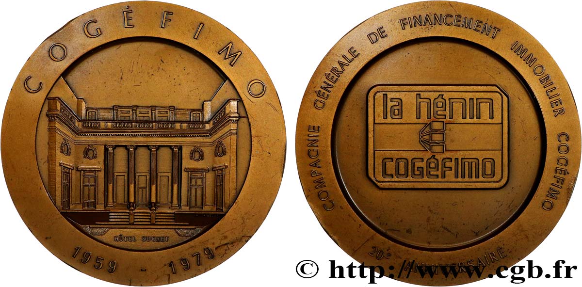 QUINTA REPUBLICA FRANCESA Médaille, Hôtel Suchet, 20e anniversaire de la COGEFIMO MBC+