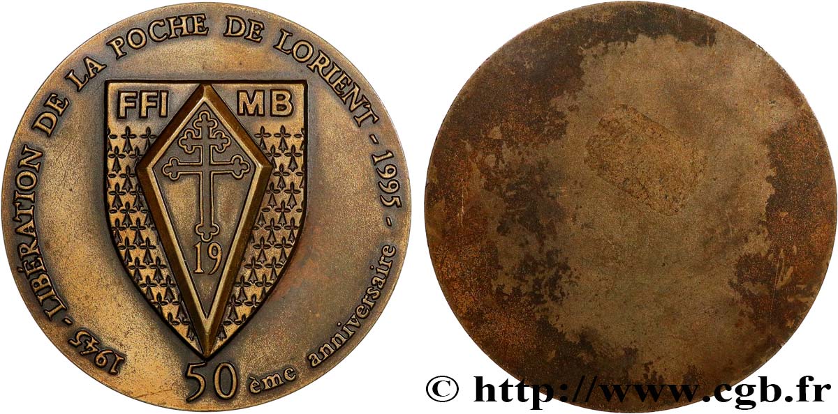 QUINTA REPUBBLICA FRANCESE Médaille, 50e anniversaire de Libération de la poche de Lorient q.SPL