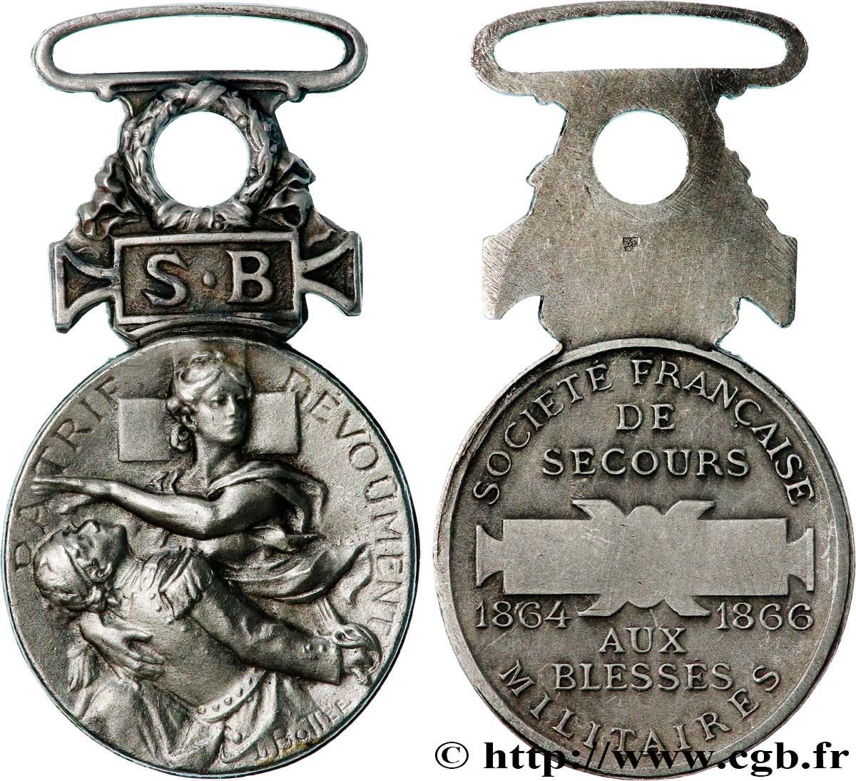 SECOND EMPIRE Médaille, Société française de secours aux blessés militaires TTB