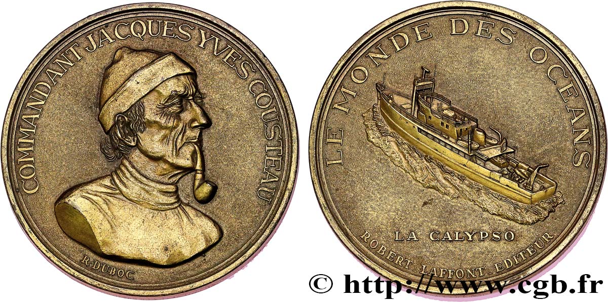 PERSONNAGES CÉLÈBRES Médaille, Commandant Cousteau, la Calypso TTB