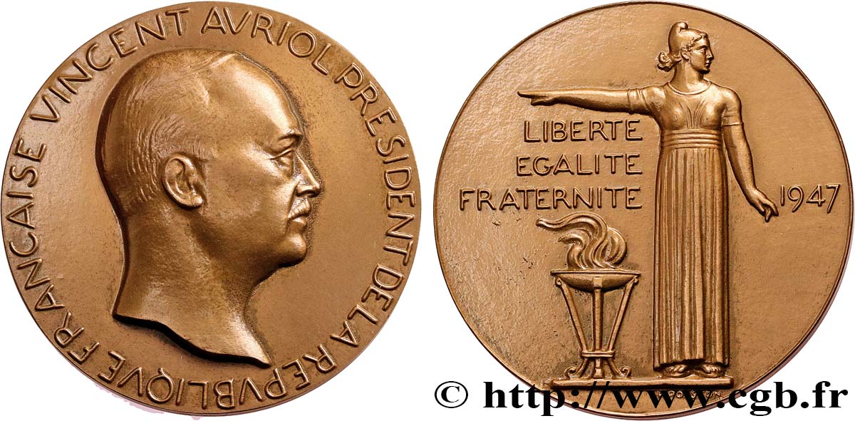 VIERTE FRANZOSISCHE REPUBLIK Médaille, Vincent Auriol fVZ