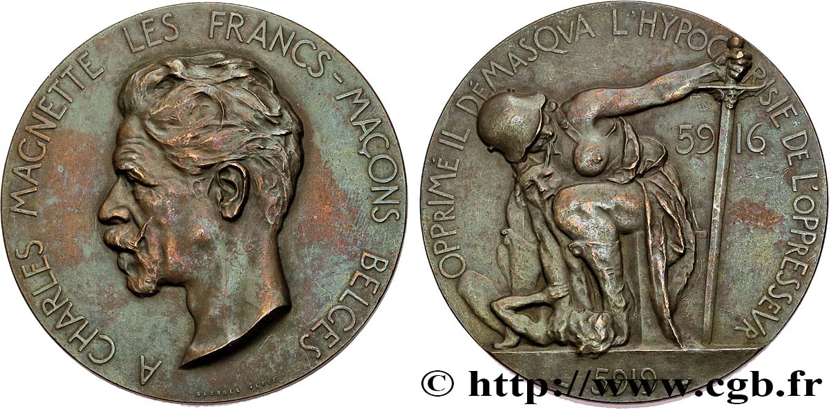 FREEMASONRY Médaille, Charles Magnette, les francs-maçons belges AU