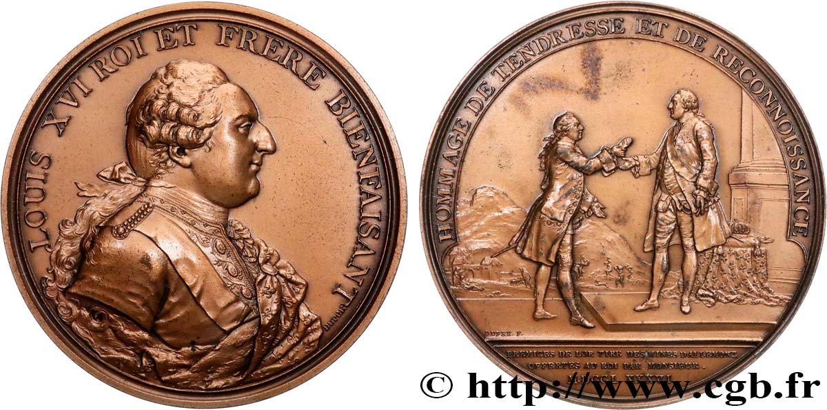 LOUIS XVI Médaille, Les mines d Allemont, refrappe AU