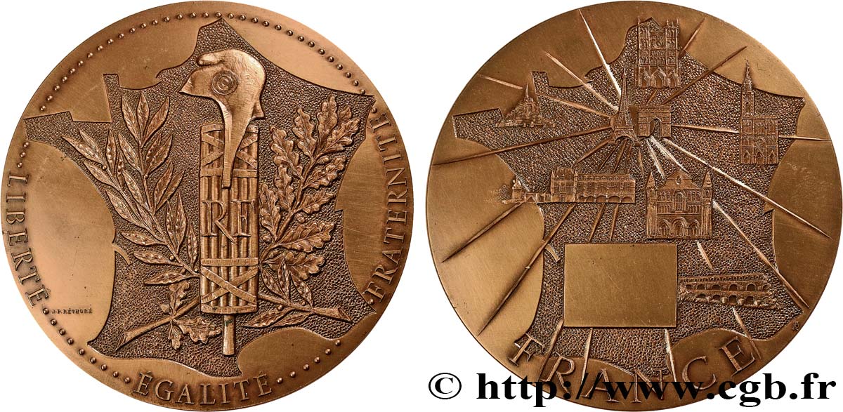 V REPUBLIC Médaille, France, Liberté-Egalité-Fraternité AU