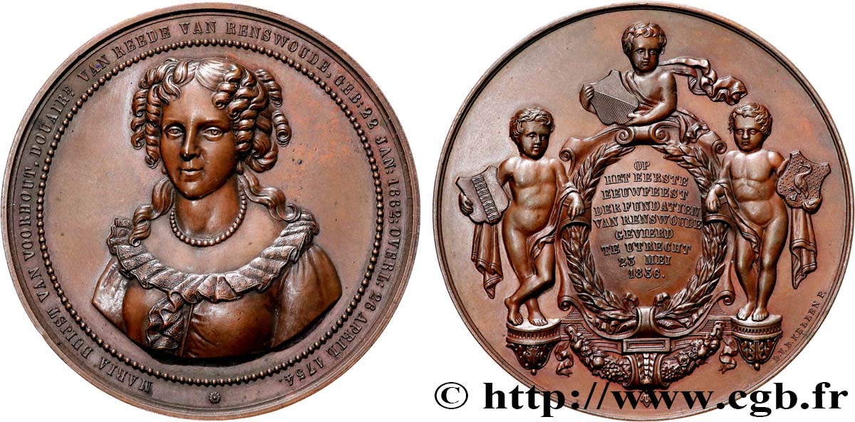 NETHERLANDS - KINGDOM OF THE NETHERLANDS - WILLIAM III Médaille, Maria Duyst van Voorhout, Centenaire des Fondations de Renswoude AU
