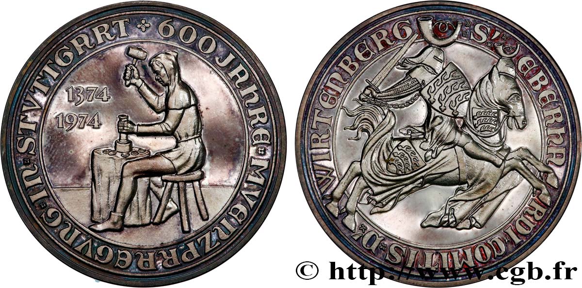 ALLEMAGNE - WURTEMBERG Médaille, 600 ans de monnayage à Stuttgart SUP