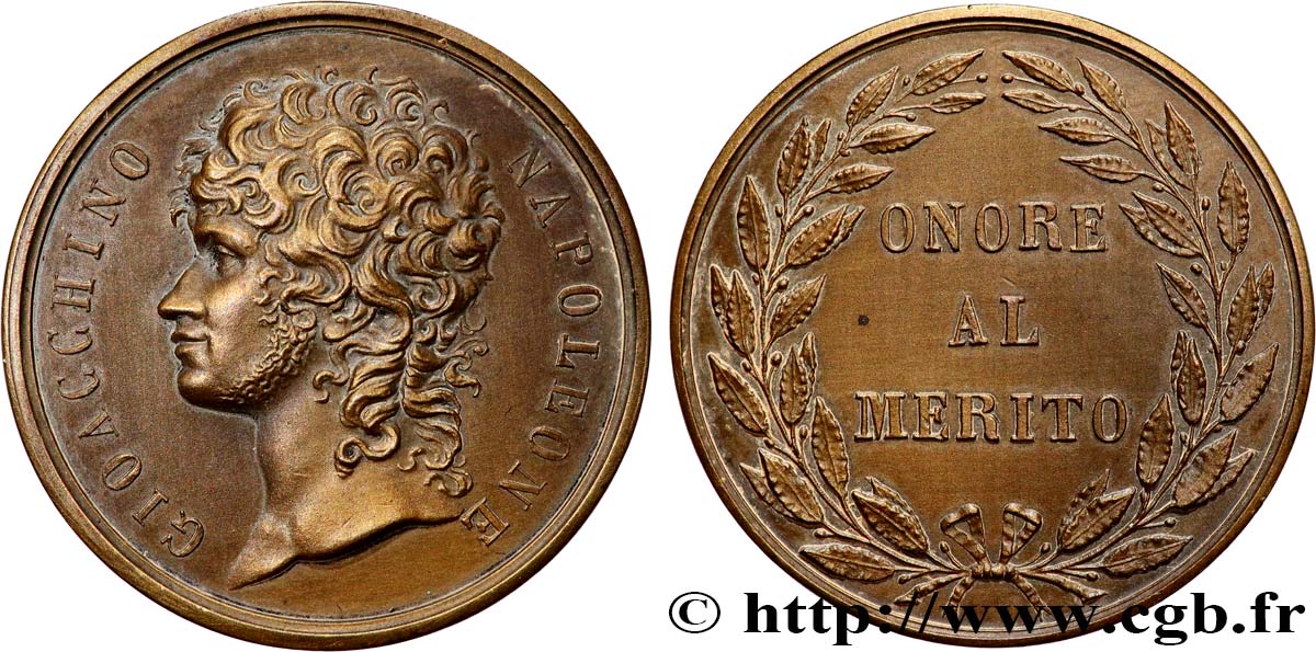 ITALIE - ROYAUME DES DEUX-SICILES Médaille, Joachim Murat, mérite militaire, refrappe SUP