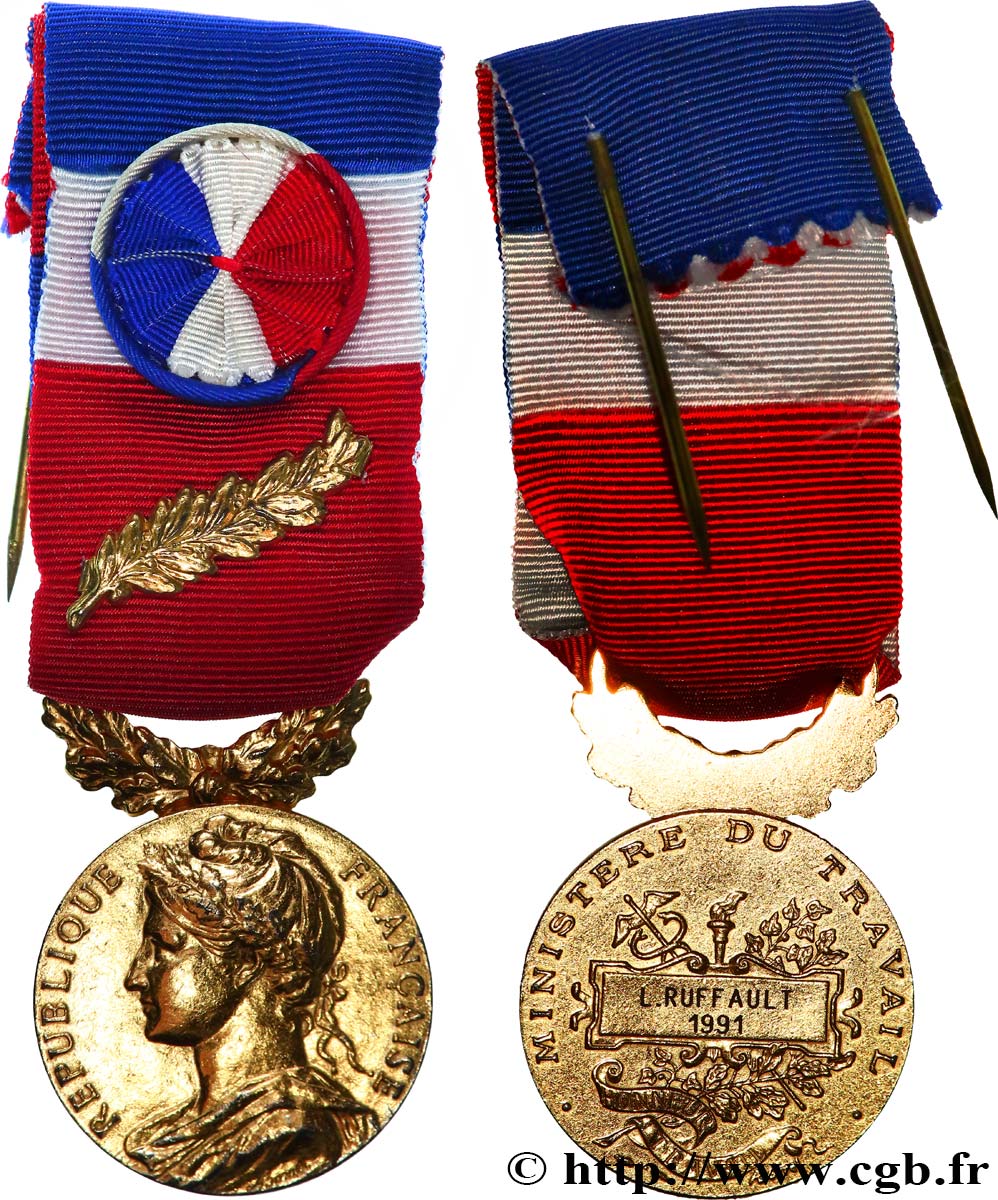 CINQUIÈME RÉPUBLIQUE Médaille d’honneur du Travail, Ministère du Travail, Or TTB+