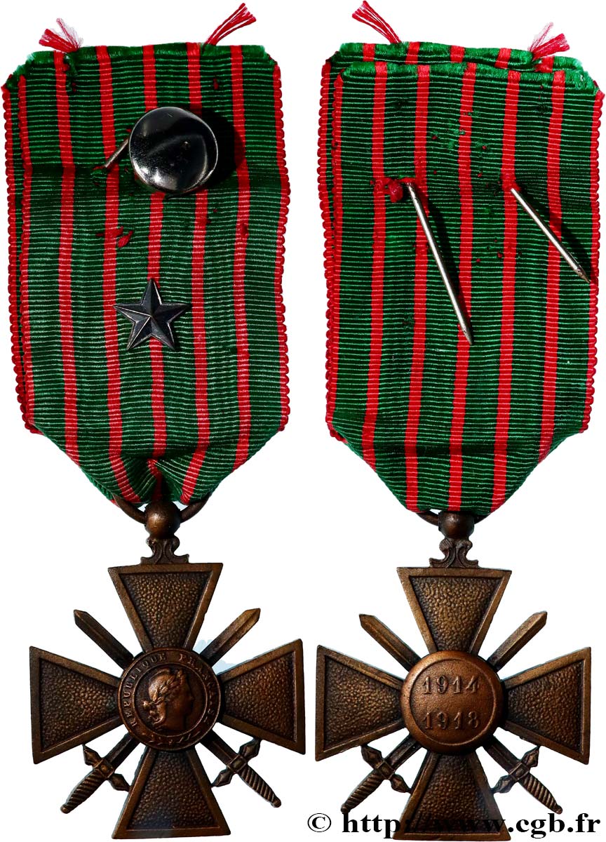 TROISIÈME RÉPUBLIQUE Croix de guerre, 1914-1918 TTB+