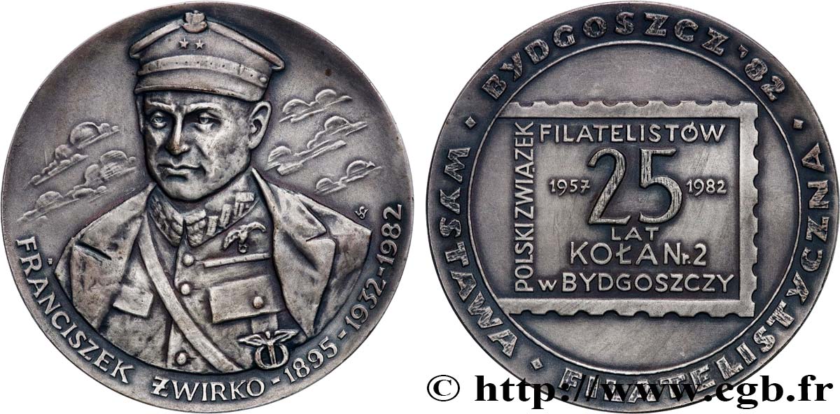 POLAND Médaille, Franciszek Żwirko, Exposition philatélique AU