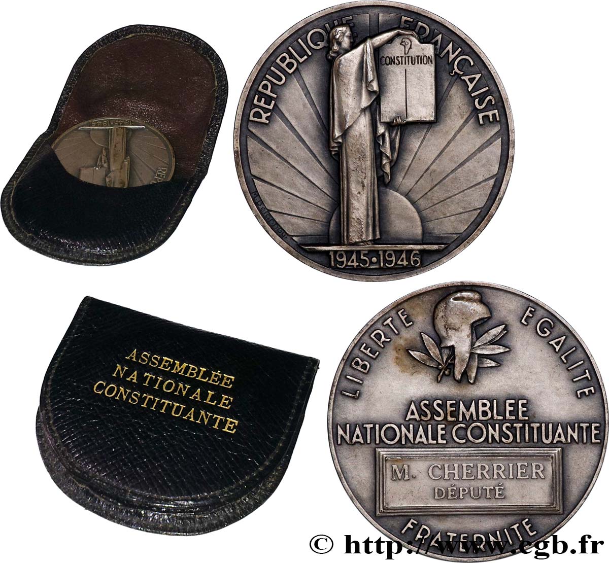 GOUVERNEMENT PROVISOIRE DE LA RÉPUBLIQUE FRANÇAISE Médaille parlementaire, Ire Assemblée nationale constituante TTB+