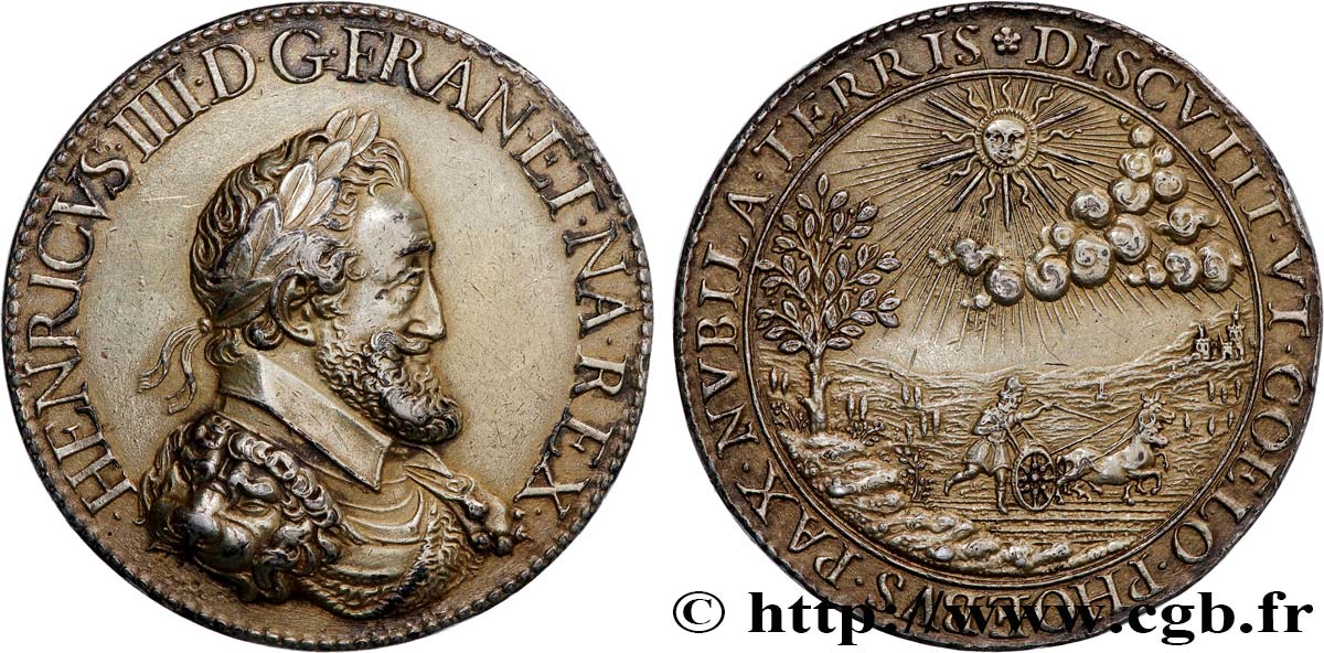 HENRI IV LE GRAND Médaille, Phoebus dissipe les nuages TTB