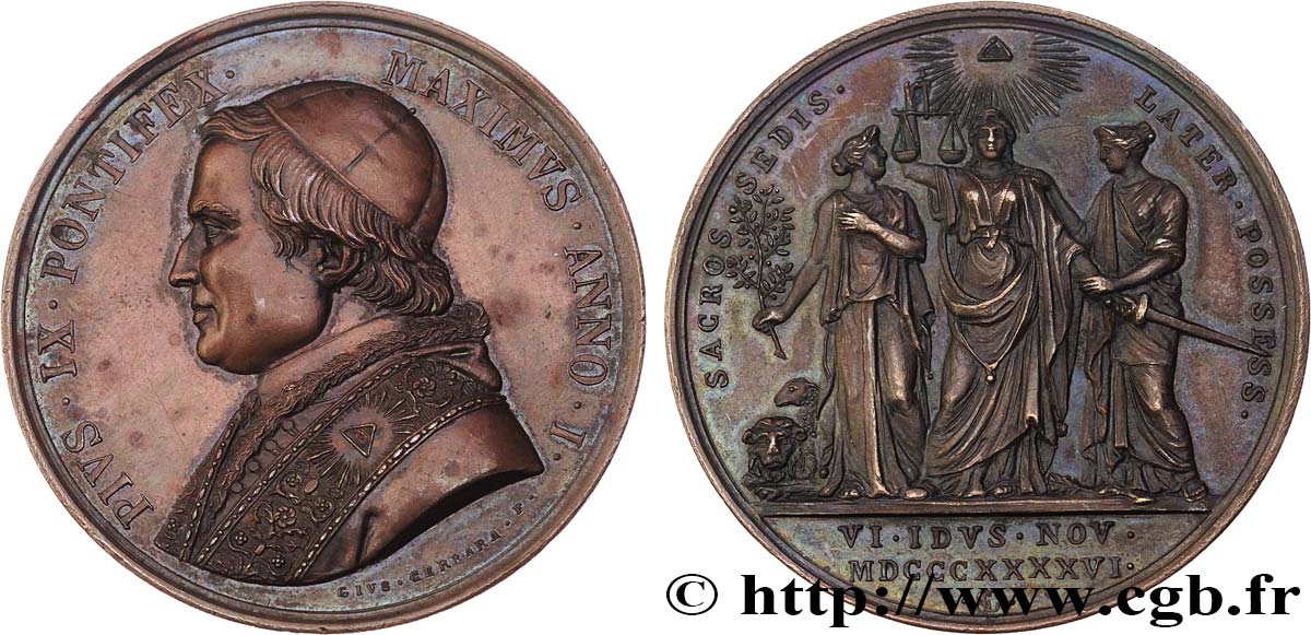ITALIE - ÉTATS DU PAPE - PIE IX (Jean-Marie Mastai Ferretti) Médaille, Possession du Latran TTB+