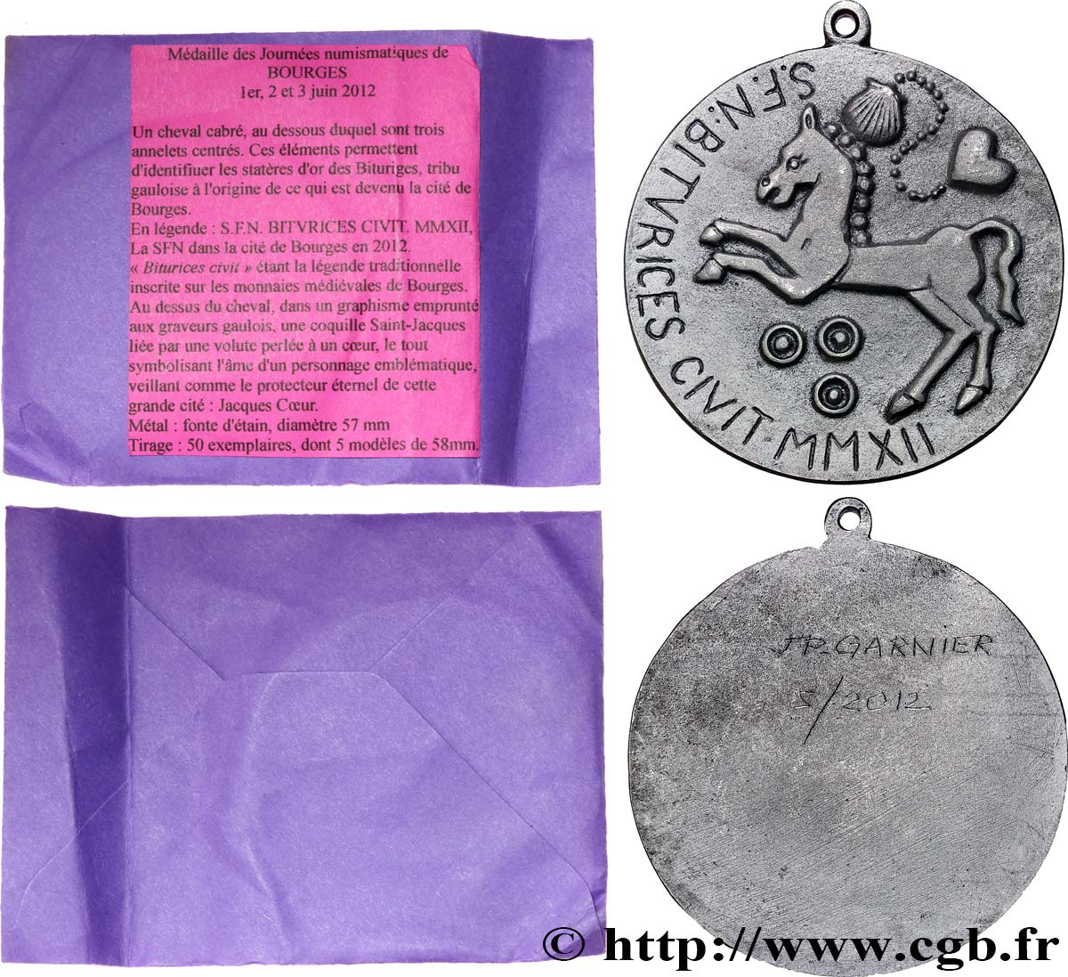 V REPUBLIC Médaille, Journées numismatiques de Bourges, SFN AU