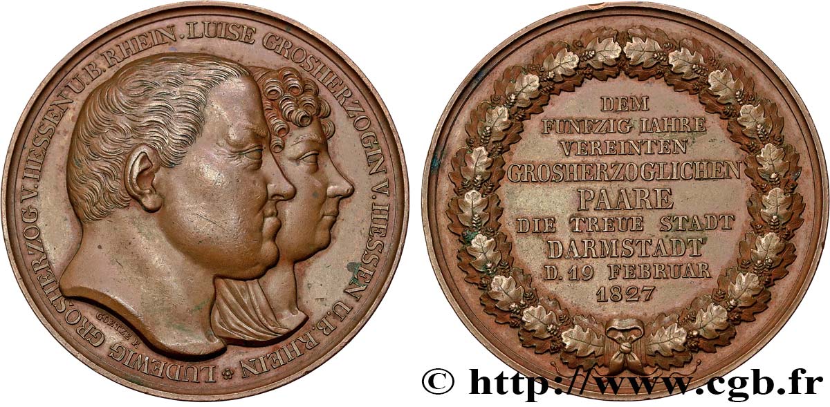 DEUTSCHLAND Médaille, Noces d’or de Louis et Louise, grand-duc fVZ