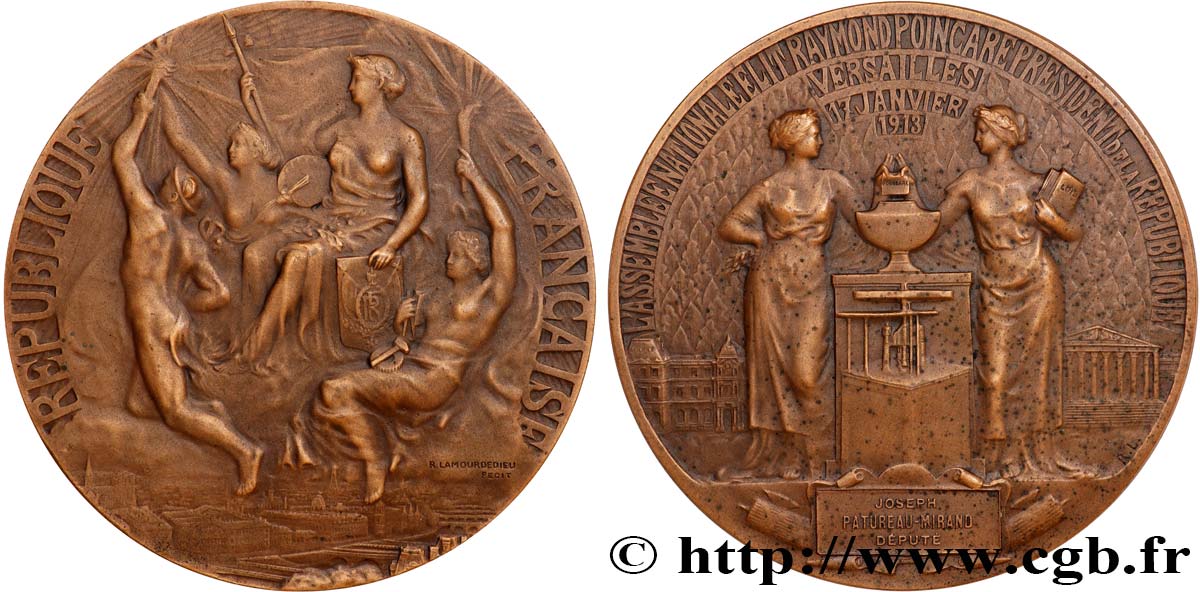 TERZA REPUBBLICA FRANCESE Médaille, Élection de Raymond Poincaré q.SPL