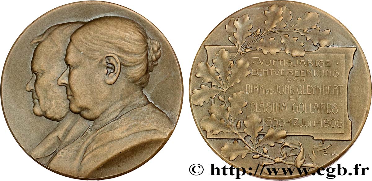 NETHERLANDS Médaille, Noces d’or de Dirk de Jong Cleyndert et Clasina née Gollards AU