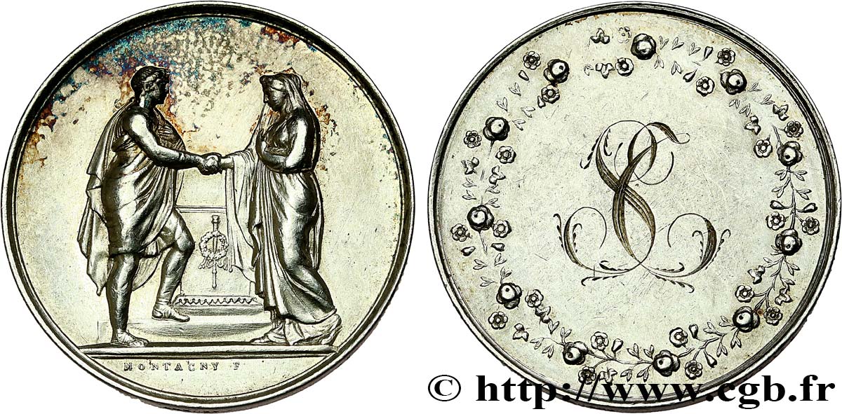 AMOUR ET MARIAGE Médaille de mariage, Couple antique TTB