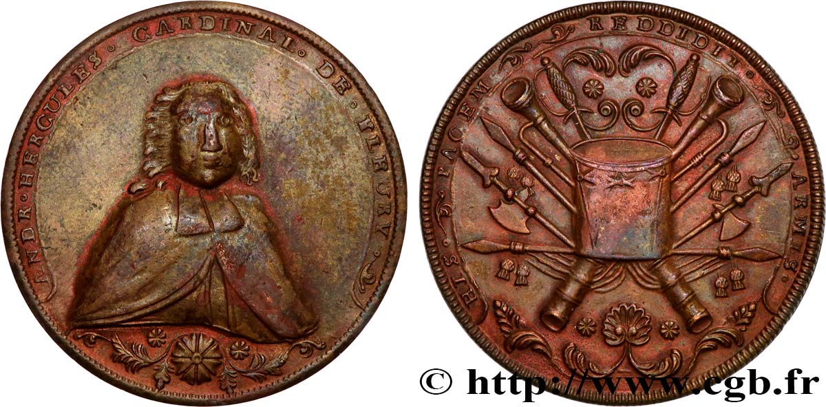 LOUIS XV THE BELOVED Médaille, Cardinal de Fleury XF