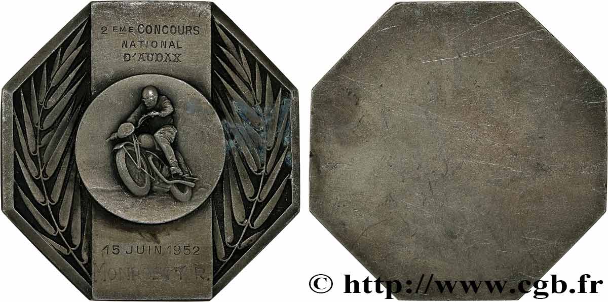 QUATRIÈME RÉPUBLIQUE Médaille, 2e concours national d’Audax TTB