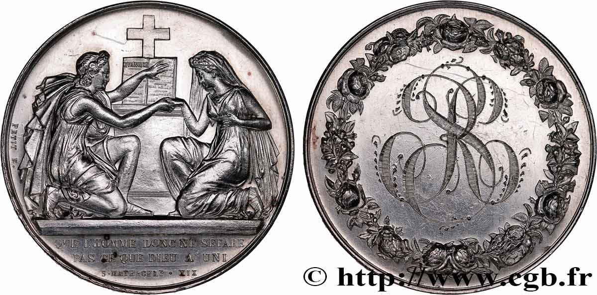 AMOUR ET MARIAGE Médaille de mariage, Evangile de St Mathieu  SUP/TTB+